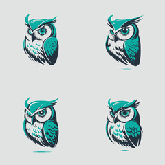 4 variants of the owl logo. Logo vector illustration