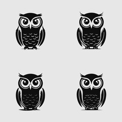 4 variants of the owl logo. Logo vector illustration