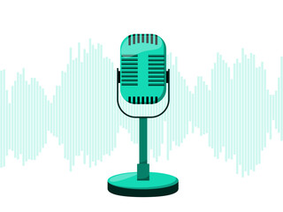World Radio Day. Retro microphone. Banner template for world music day. Microphone on white background. Karaoke.