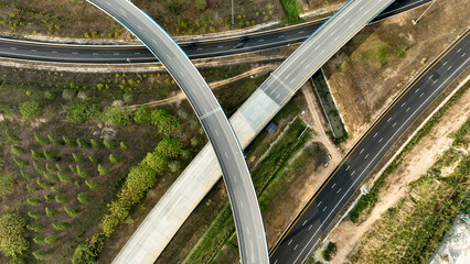 Highway junction aerial view