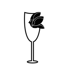 a simple and luxurious black and white logo in the shape of a glass and a bird, suitable for use in all fields