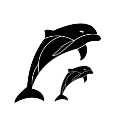 a simple and luxurious black and white logo in the form of a dolphin, suitable for use in all fields, especially those related to the animal world