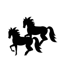 Fototapeta na wymiar a simple and luxurious black and white logo in the shape of a horse, suitable for use in all fields, especially those related to the animal world