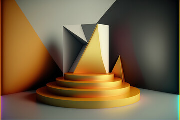 Obraz premium Abstract Geometric Podium Background.Generative AI