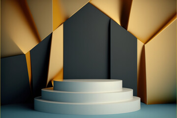 Obraz premium Abstract Geometric Podium Background.Generative AI
