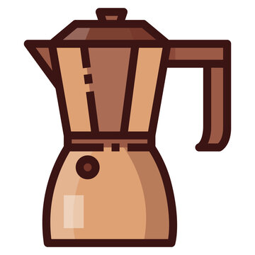 Moka pot. Filled outline icon. PNG file transparency background