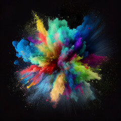 Obraz na płótnie Canvas Colorful powder explosion on black background. Generative AI