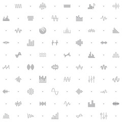 Seamless pattern with sound wave icon on white background. Included the icons as vibration, signal, analog, sound, audio, graph, equalizer, music and design elements And Other Elements.