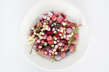 frozen berries on the white