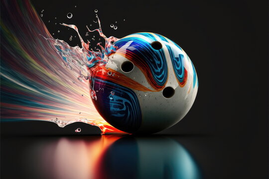 bowling ball hit the pinl, Made by AI,Artificial intelligence
