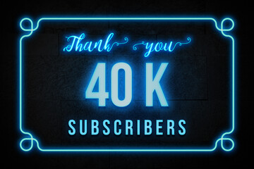 40 K  subscribers celebration greeting banner with Neon Design