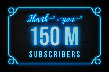 150 Million subscribers celebration greeting banner with Neon Design