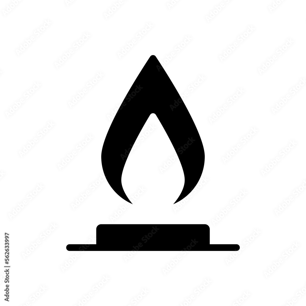 Poster gas black glyph icon. heating system. kitchen stove. flammable gaseous substance. domestic usage. pu