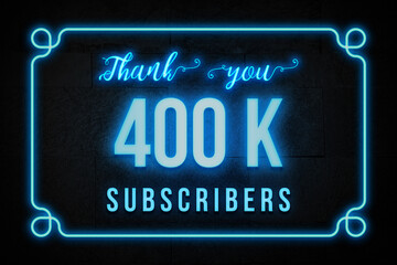 400 K  subscribers celebration greeting banner with Neon Design