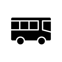 Public transport black glyph icon. City commuting. Bus transportation. Town infrastructure. Coach services. Silhouette symbol on white space. Solid pictogram. Vector isolated illustration
