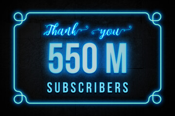 550 Million  subscribers celebration greeting banner with Neon Design