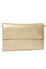 Gold Ladies Clutch Wallet Purse front View Isolated