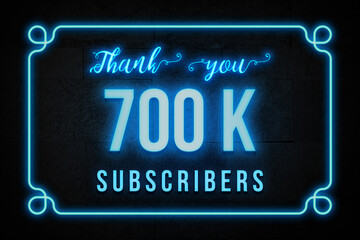 700 K  subscribers celebration greeting banner with Neon Design
