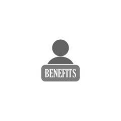 Person with benefits sign icon isolated on white background