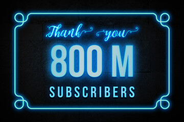 Fototapeta premium 800 Million subscribers celebration greeting banner with Neon Design