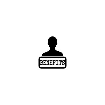 Person with benefits sign icon isolated on white background