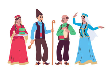 Fototapeta Novruz holiday characters vector illustration obraz