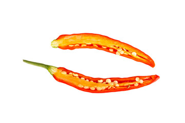 red pepper slice isolated on white background