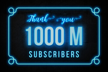 1000 Million subscribers celebration greeting banner with Neon Design