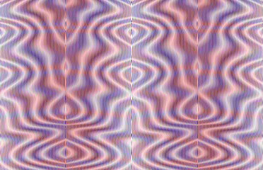 Wavy geometric ornamental linear texture with optical illusion and moir effect in pink tones. Wavy striped seamless border for web design, mobile apps, wall panel, cover, package, wallpaper.