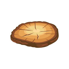 Natural wood slice vector illustration. Cartoon drawing of part of tree, wood, timber and lumber isolated on white background. Construction materials, forestry concept
