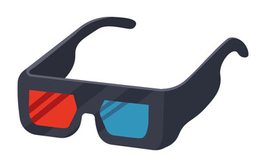 Movie 3d glasses with red and blue lenses vector