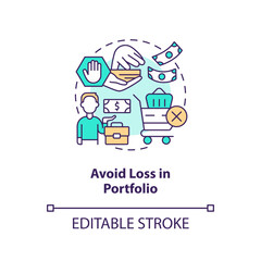 Avoid loss in portfolio concept icon. Prevent failures. Rule of investing abstract idea thin line illustration. Isolated outline drawing. Editable stroke. Arial, Myriad Pro-Bold fonts used