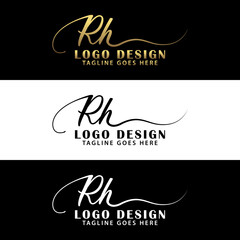 Letter RH Signature Logo design