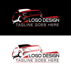 Car Repairing Logo - Car Rental Logo - Repairing Service Logo - Wrench Logo
