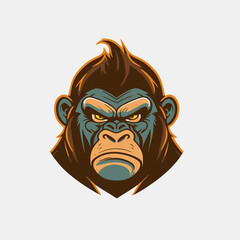 gorilla head logo animal character logo mascot vector cartoon design template