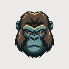 gorilla head logo animal character logo mascot vector cartoon design template