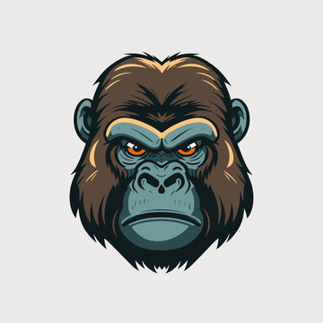 gorilla head logo animal character logo mascot vector cartoon design template
