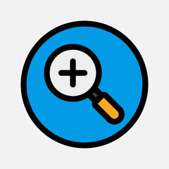 Zoom in icon in filled line style about essentials, use for website mobile app presentation