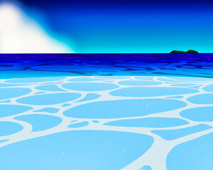 Half underwater sea illustration with sunny sky