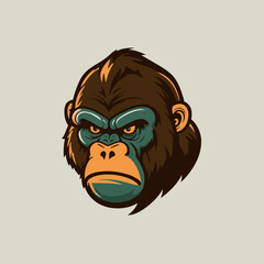 gorilla head logo animal character logo mascot vector cartoon design template