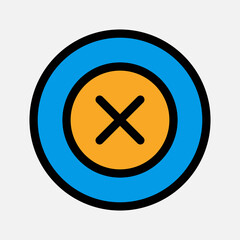 Cross icon in filled line style about essentials, use for website mobile app presentation