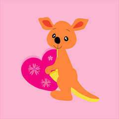 Vector card for Valentine's Day with Kangaroo.