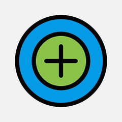 Add icon in filled line style about essentials, use for website mobile app presentation