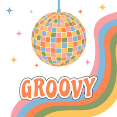 Clockwork elements in the retro hippie style of the 70s.