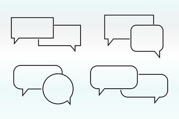 Obraz premium Set of Speech bubble line icons. Editable stroke linear design perfect hat speech bubble, Tick or check mark, Comment quote icons. Think speech bubble. Linear set.