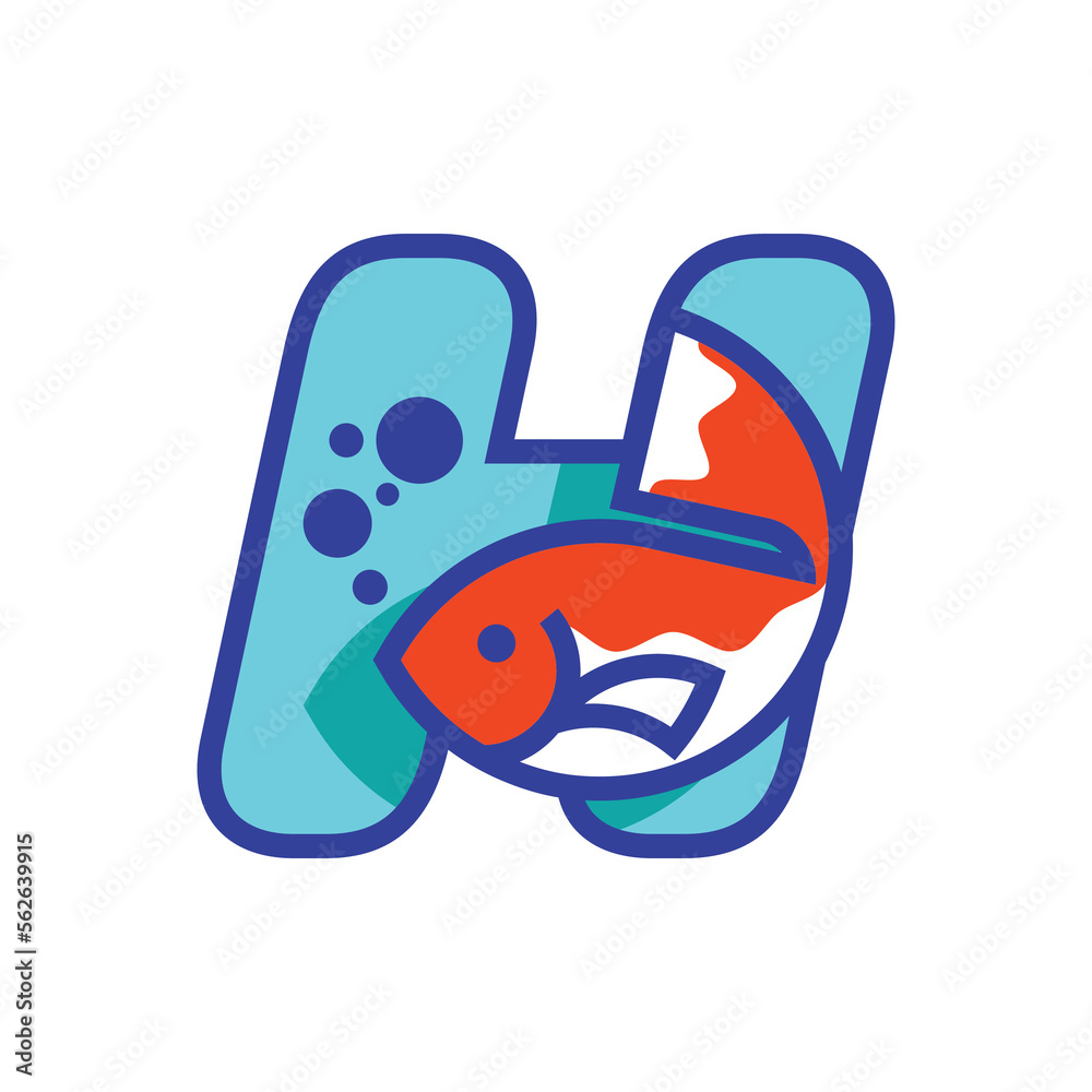 Canvas Prints alphabet h fish logo