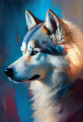 Generative Ai, Art painting style of wolf.	