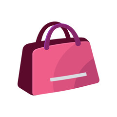 New pink female handbag vector illustration. Baggage or luggage, cartoon drawing of bag for traveling isolated on white background. Luggage, transportation, accessories concept