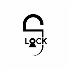 Simple padlock logo design with word lock and key hole symbol.