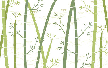 透過背景の竹と和柄な草模様の背景素材（緑）
